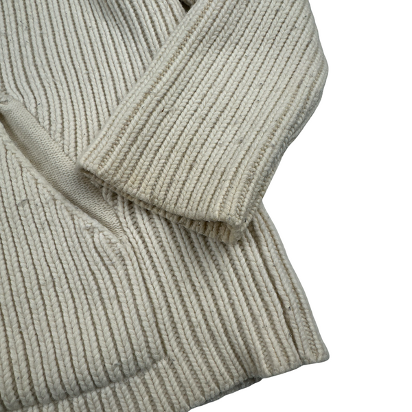 Stone Island 2007 Cream Buttoned Knitted Wool Jumper - XXL