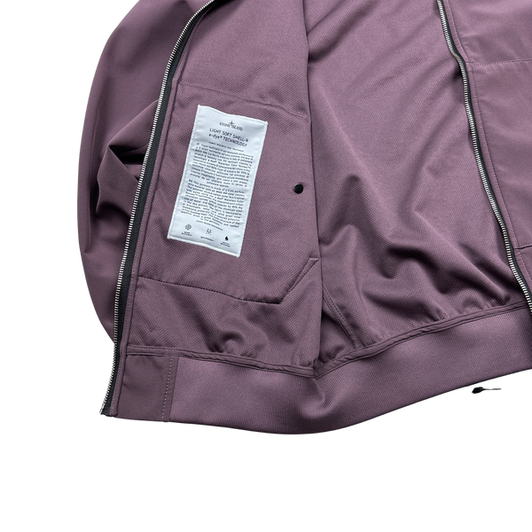 Stone Island 2021 Aubergine Soft Shell e-Dye Hooded Jacket - Medium