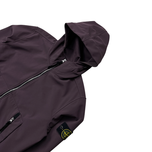 Stone Island 2021 Aubergine Soft Shell e-Dye Hooded Jacket - Medium