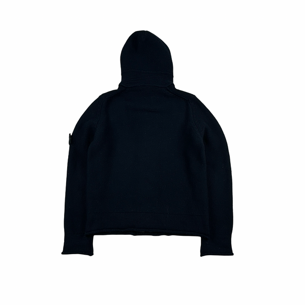 Stone Island 2010 Navy Heavyweight Wool Zipped Hoodie Jumper - Large