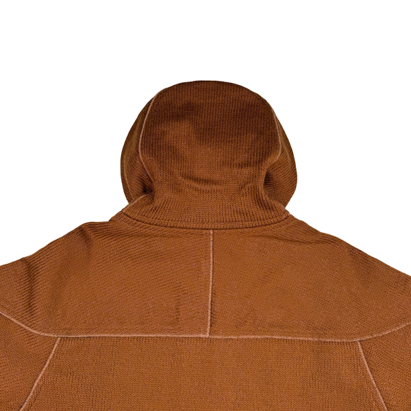 Stone Island 2025 Marina Chestnut Felted Wool Hooded Knit Zipped Jacket - Large