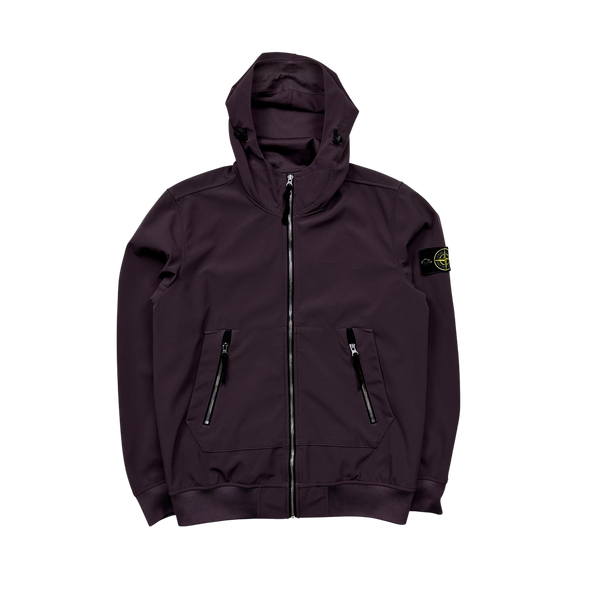 Stone Island 2021 Aubergine Soft Shell e-Dye Hooded Jacket - Medium