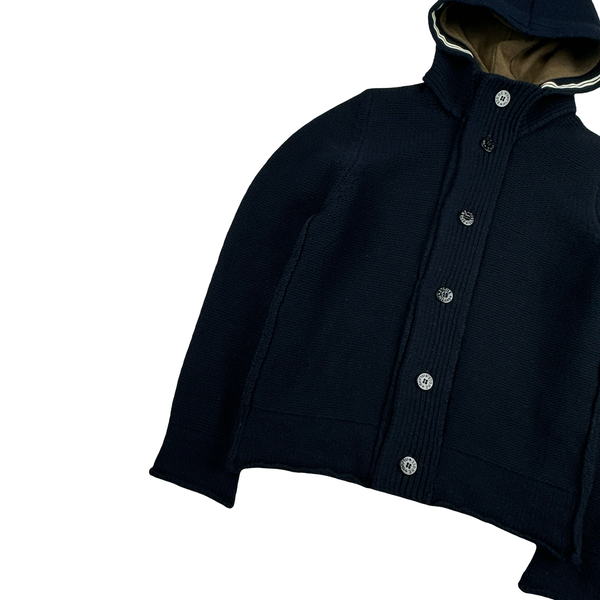 Stone Island 2010 Navy Heavyweight Wool Zipped Hoodie Jumper - Large