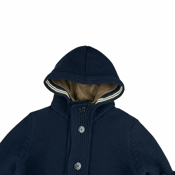 Stone Island 2010 Navy Heavyweight Wool Zipped Hoodie Jumper - Large