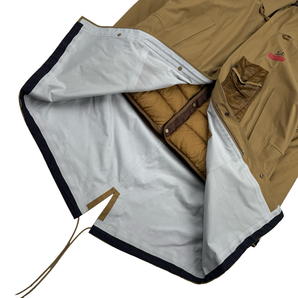 CP Company Brown Gore-tex Infinium Waterproof Down Liner Parka Jacket - Medium