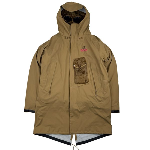 CP Company Brown Gore-tex Infinium Waterproof Down Liner Parka Jacket - Medium