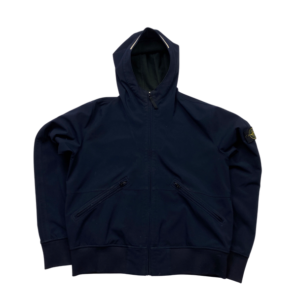 Stone Island Navy 2011 Hooded Fleece Lined Soft Shell Jacket - XXL
