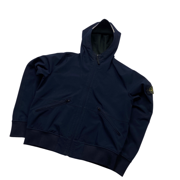 Stone Island Navy 2011 Hooded Fleece Lined Soft Shell Jacket - XXL
