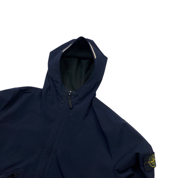 Stone Island Navy 2011 Hooded Fleece Lined Soft Shell Jacket - XXL