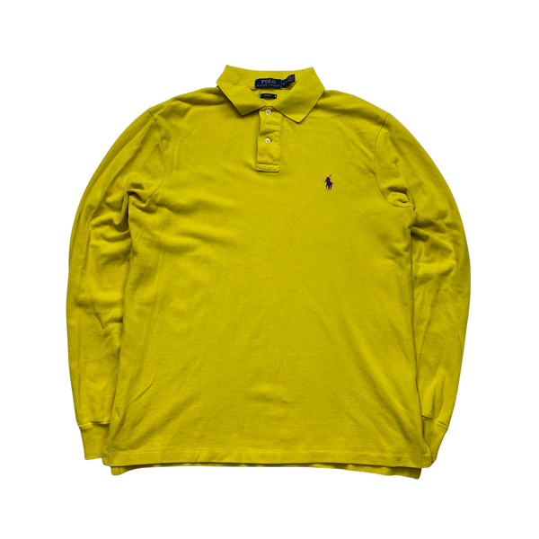 Ralph Lauren Yellow Long Sleeve Polo Shirt - Large