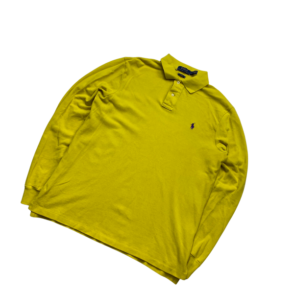 Ralph Lauren Yellow Long Sleeve Polo Shirt - Large