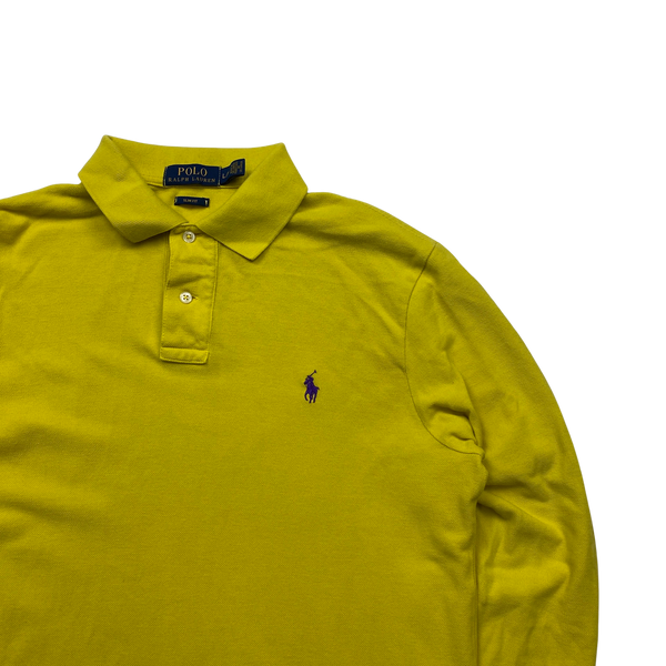 Mens yellow long sleeve polo shirt deals