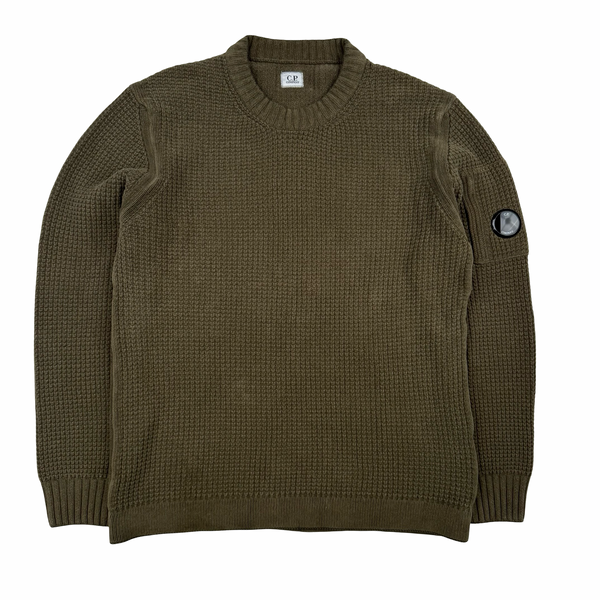 CP Company Khaki Brown Cotton Crewneck Knit Jumper- Large (50)