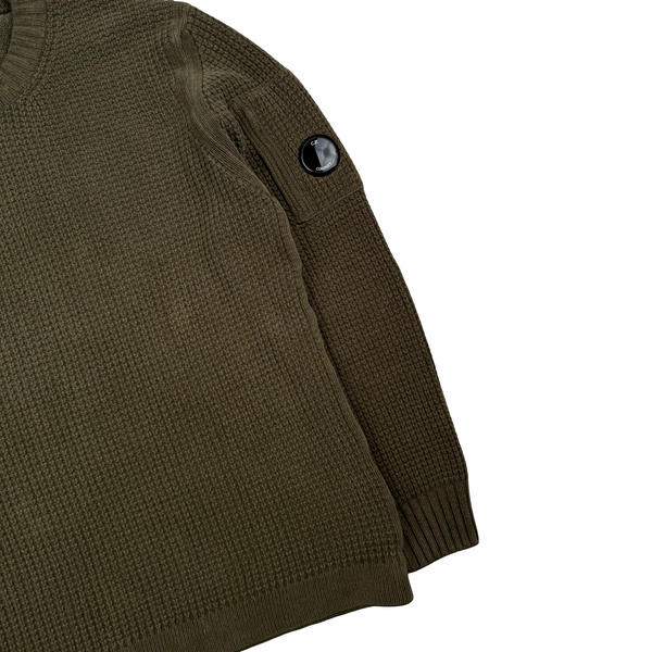 CP Company Khaki Brown Cotton Crewneck Knit Jumper- Large (50)