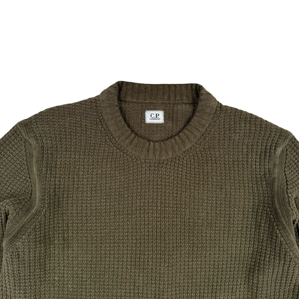 CP Company Khaki Brown Cotton Crewneck Knit Jumper- Large (50)