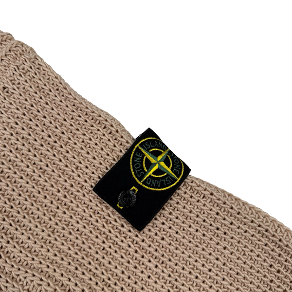 Stone Island Oatmeal 2021 Cotton Blend Chunky Knit Crewneck - Medium