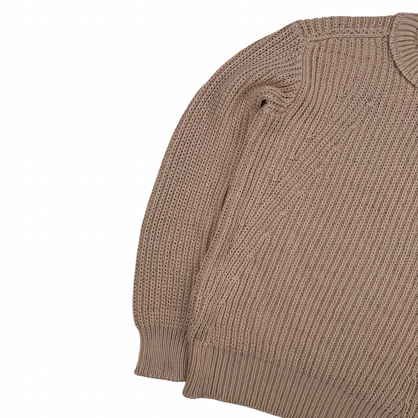 Stone Island Oatmeal 2021 Cotton Blend Chunky Knit Crewneck - Medium