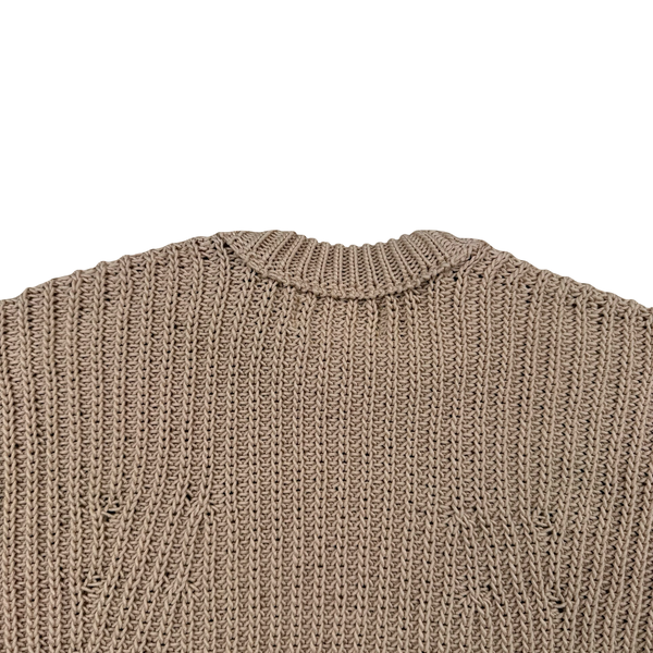 Stone Island Oatmeal 2021 Cotton Blend Chunky Knit Crewneck - Medium