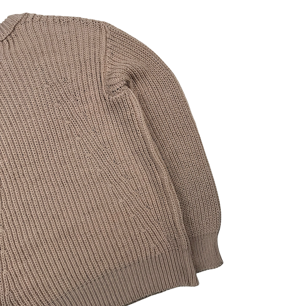 Stone Island Oatmeal 2021 Cotton Blend Chunky Knit Crewneck - Medium