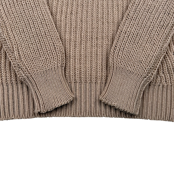 Stone Island Oatmeal 2021 Cotton Blend Chunky Knit Crewneck - Medium