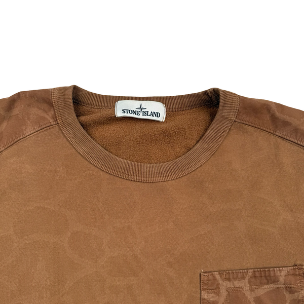 Stone Island 2014 Brown Tortoise Shell Cotton Crewneck Jumper  - Medium