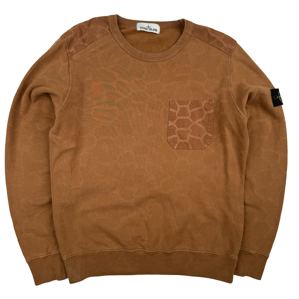 Stone Island 2014 Brown Tortoise Shell Cotton Crewneck Jumper  - Medium