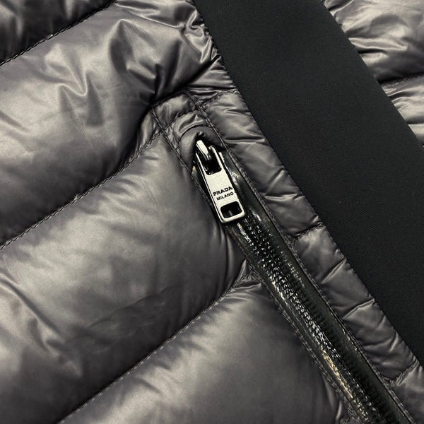 Prada Grey Zipped Down Filled Puffer Jacket - Large