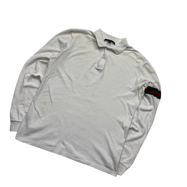 Gucci Stripe Long Sleeve Polo Shirt - Small