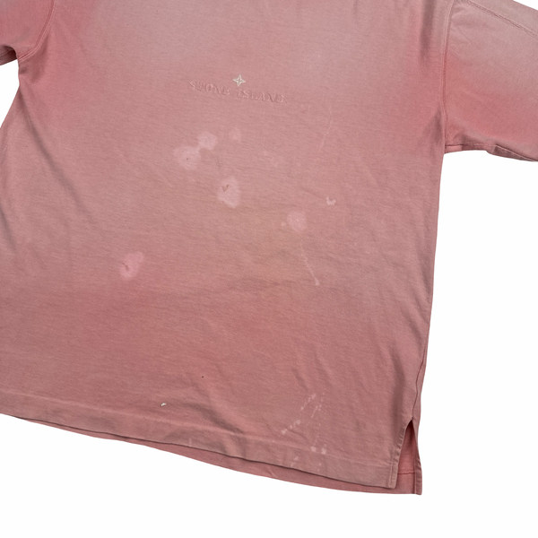 Stone Island 90s Pink Cotton Spellout T Shirt - XL