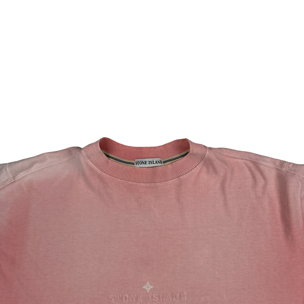 Stone Island 90s Pink Cotton Spellout T Shirt - XL