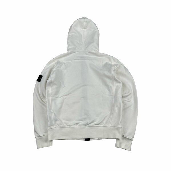 Stone Island 2019 White Zipped Cotton Hoodie - Small
