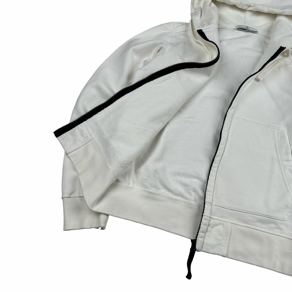 Stone Island 2019 White Zipped Cotton Hoodie - Small
