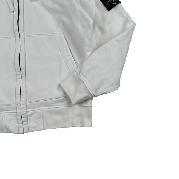 Stone Island 2019 White Zipped Cotton Hoodie - Small