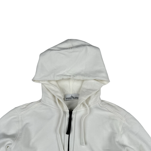 Stone Island 2019 White Zipped Cotton Hoodie - Small