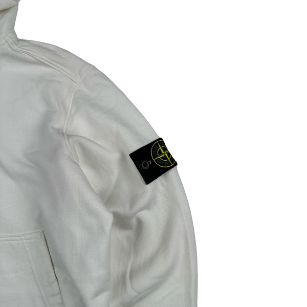 Stone Island 2019 White Zipped Cotton Hoodie - Small