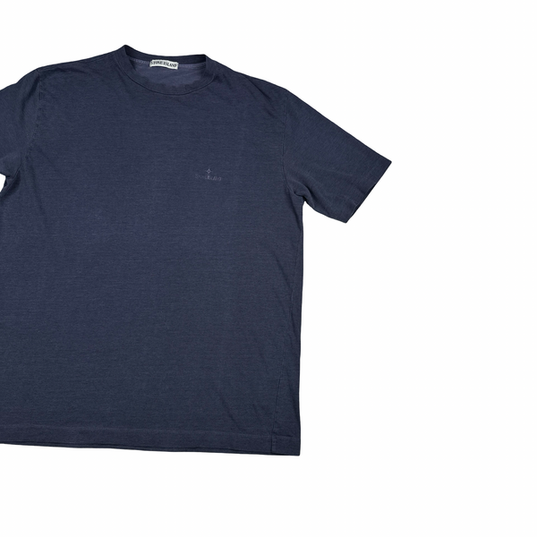 Stone Island 2003 Navy Cotton Spellout T Shirt - XXL