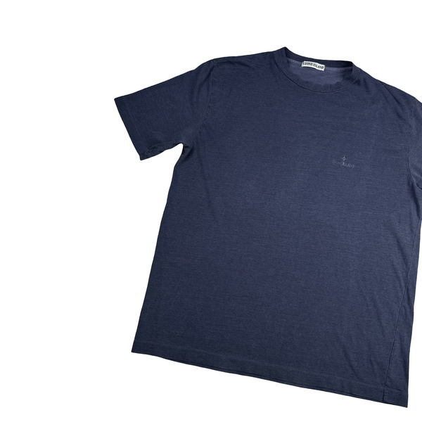 Stone Island 2003 Navy Cotton Spellout T Shirt - XXL