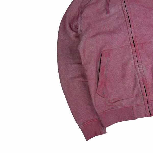 Stone Island 2020 Pink/Grey Dust Treatment Full Zip Cotton Hoodie - Large