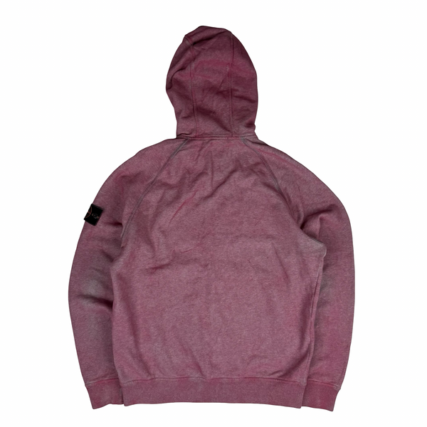 Stone Island 2020 Pink/Grey Dust Treatment Full Zip Cotton Hoodie - Large