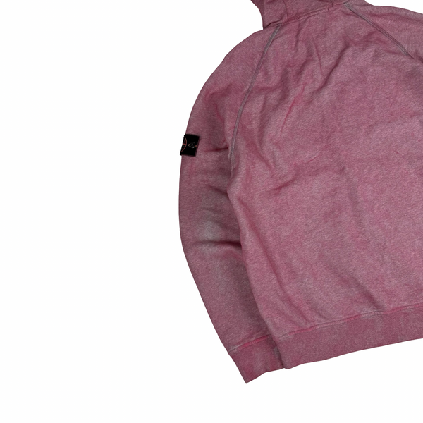 Stone Island 2020 Pink/Grey Dust Treatment Full Zip Cotton Hoodie - Large