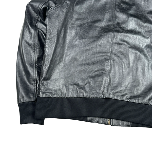 Belstaff Black Leather Zipped Lined Jacket - XXL