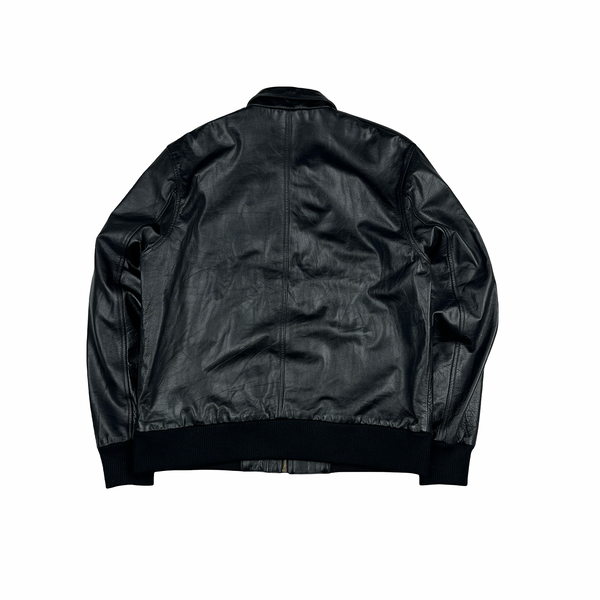 Belstaff Black Leather Zipped Lined Jacket - XXL
