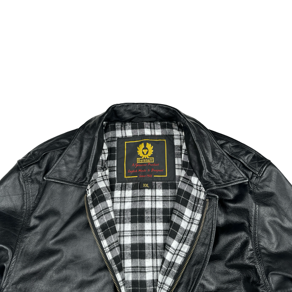Belstaff Black Leather Zipped Lined Jacket - XXL