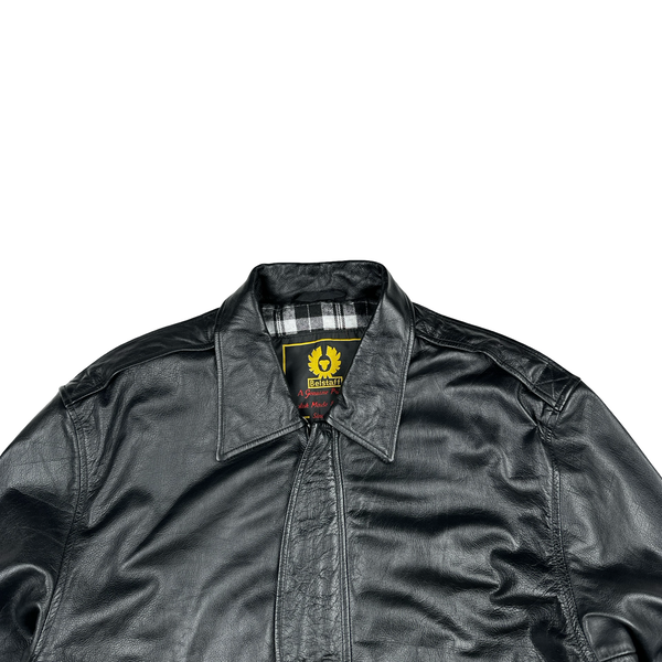Belstaff Black Leather Zipped Lined Jacket - XXL