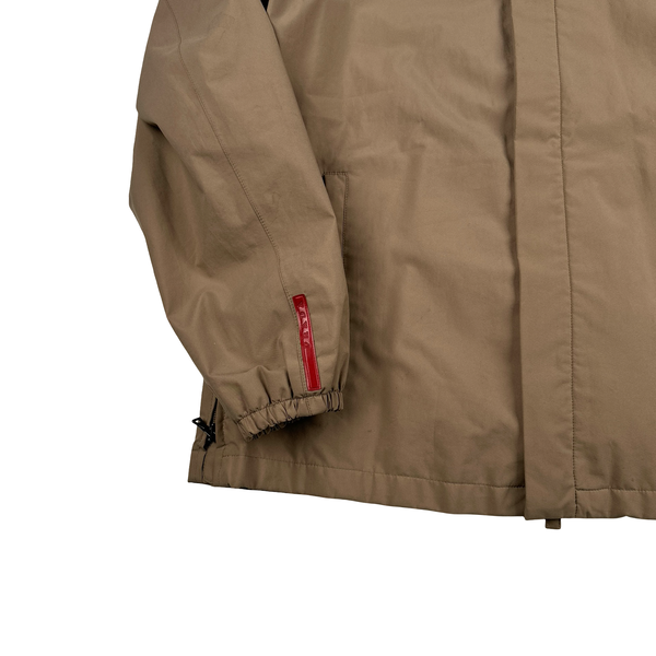 Prada Beige Nylon Red Tab Rain Jacket - XL