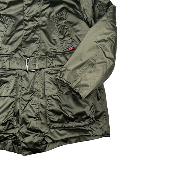 Belstaff Nylon Khaki Multi Pocket Field Fleece Lined Jacket - Medium