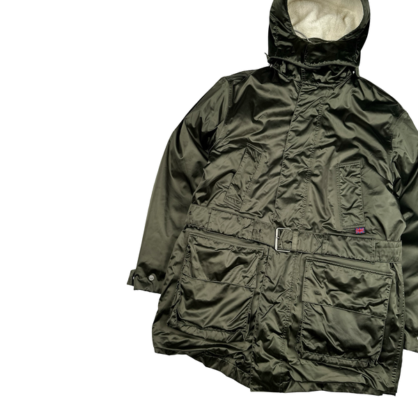 Belstaff Nylon Khaki Multi Pocket Field Fleece Lined Jacket - Medium