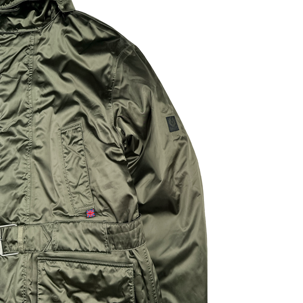 Belstaff Nylon Khaki Multi Pocket Field Fleece Lined Jacket - Medium