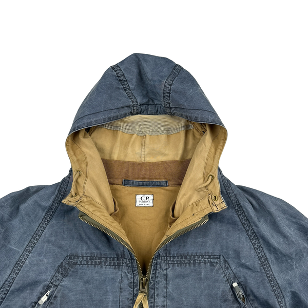 CP Company 2003 Denim Wash Multi Pocket Cotton Zipped Hooded Jacket - Large