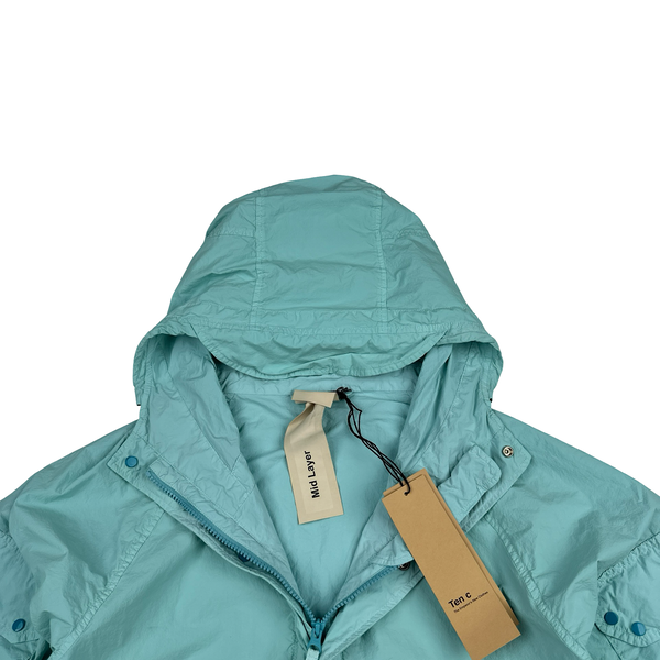 Ten C Lightweight Baby Blue Mid Layer Cotton Jacket - Large - Medium